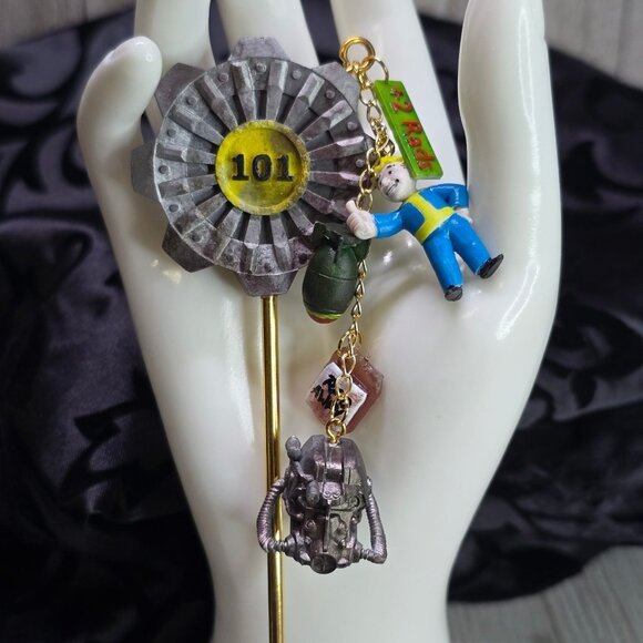 Handmade Fallout Vault 101 Inspired Hair Stick Multiple Charms 7.5" Geek-Chic - Picture 1 of 10